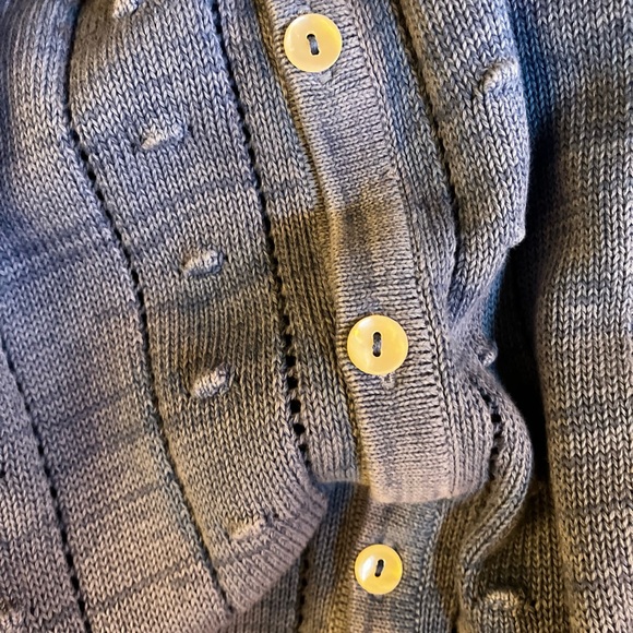 Vintage Lucky Brand Blue Pointelle Knit Button Cardigan Sweater Med Cottagecore - Picture 4 of 5